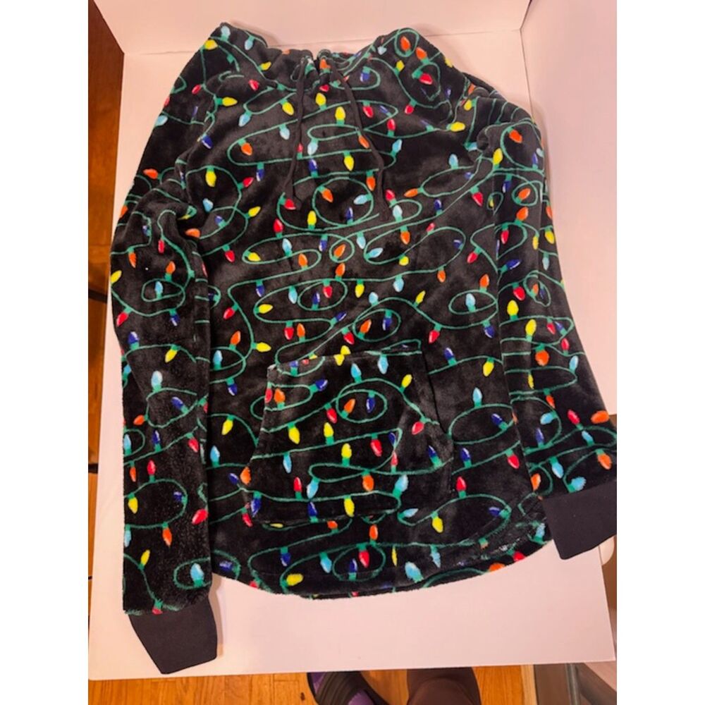 No Boundaries Christmas Lights Plush Hoodie Holiday Pullover